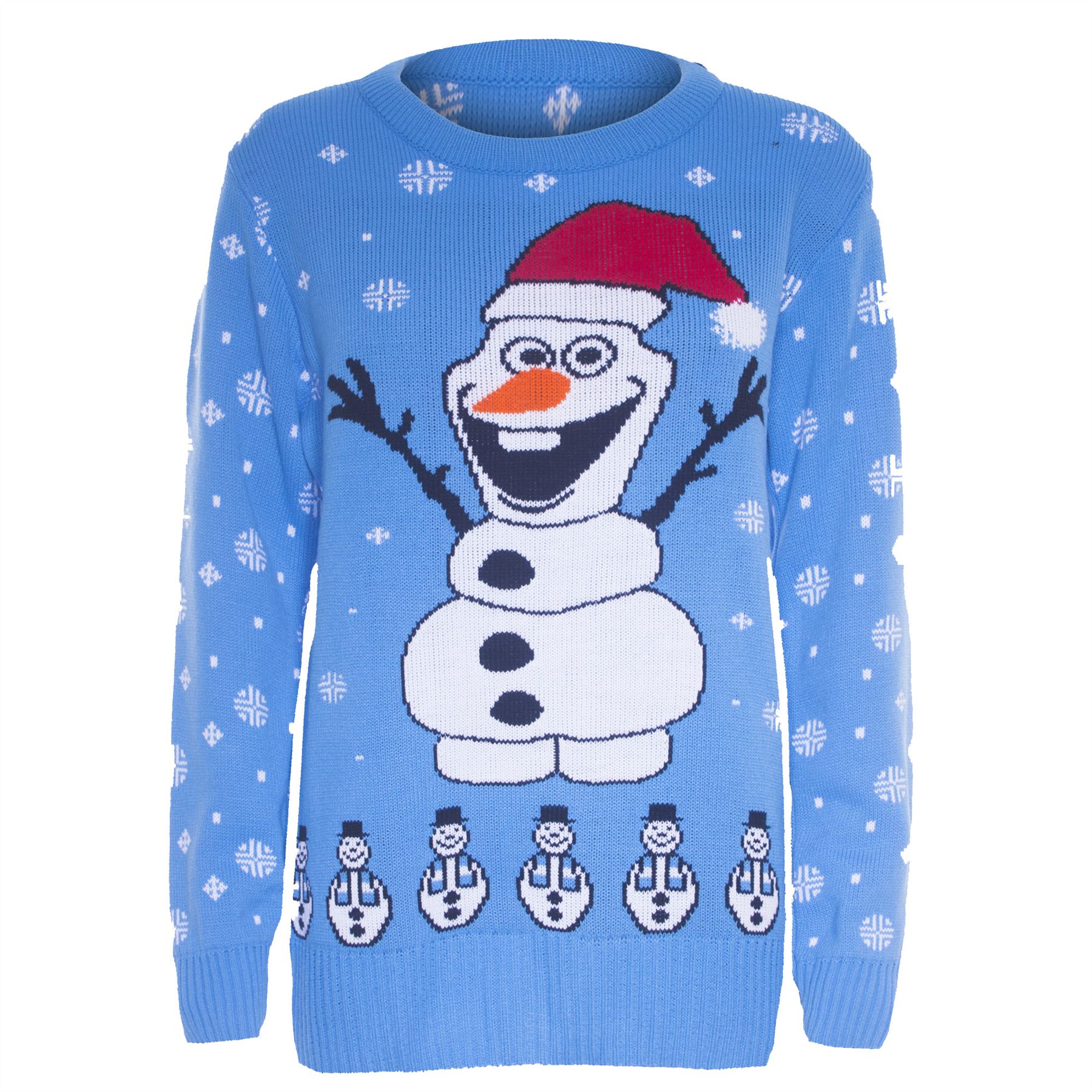 Mens Womens Unisex Knitted Pom Pom Santa Snowman Olaf Christmas Sweater Jumpe...