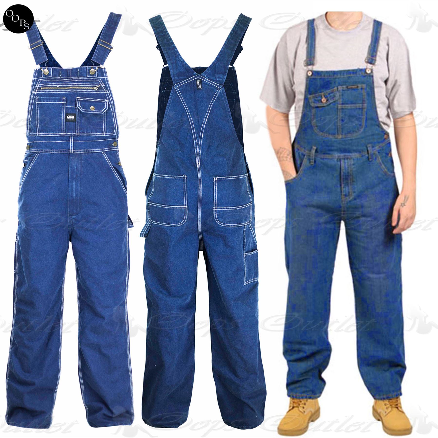 Mens Work Overall Loose Fit Womens Ladies Jeans Pinafore Denim Jumpsuit