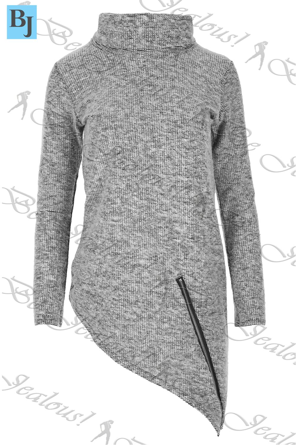 Womens Roll Neck Oversized Knitted Jumper Top Ladies Baggy Sweater Plus Size ...