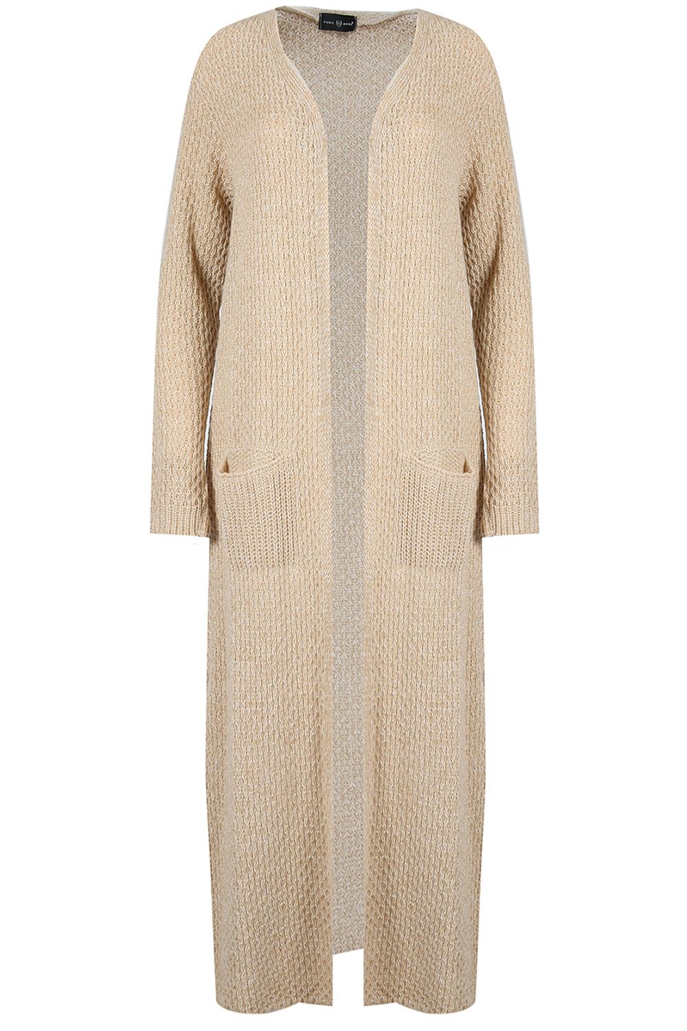 Womens Ladies Open Chunky Knitted Split Side Pocket Baggy Duster Maxi