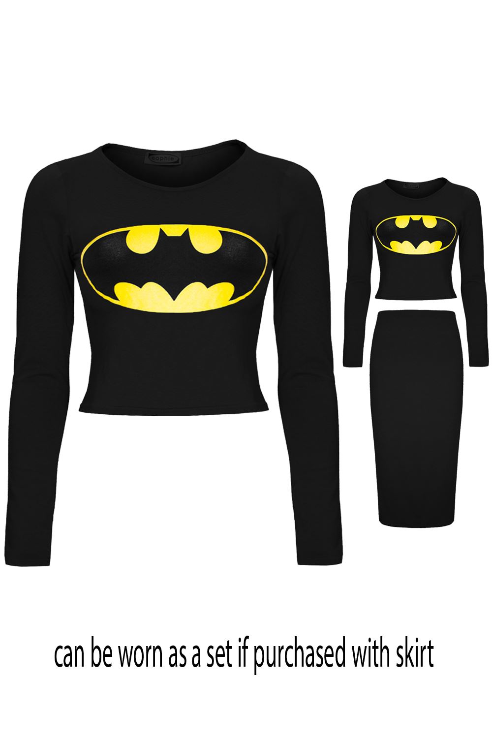 Womens Ladies Cap Long Sleeves Superman Batman T Shirt Sweatshirt
