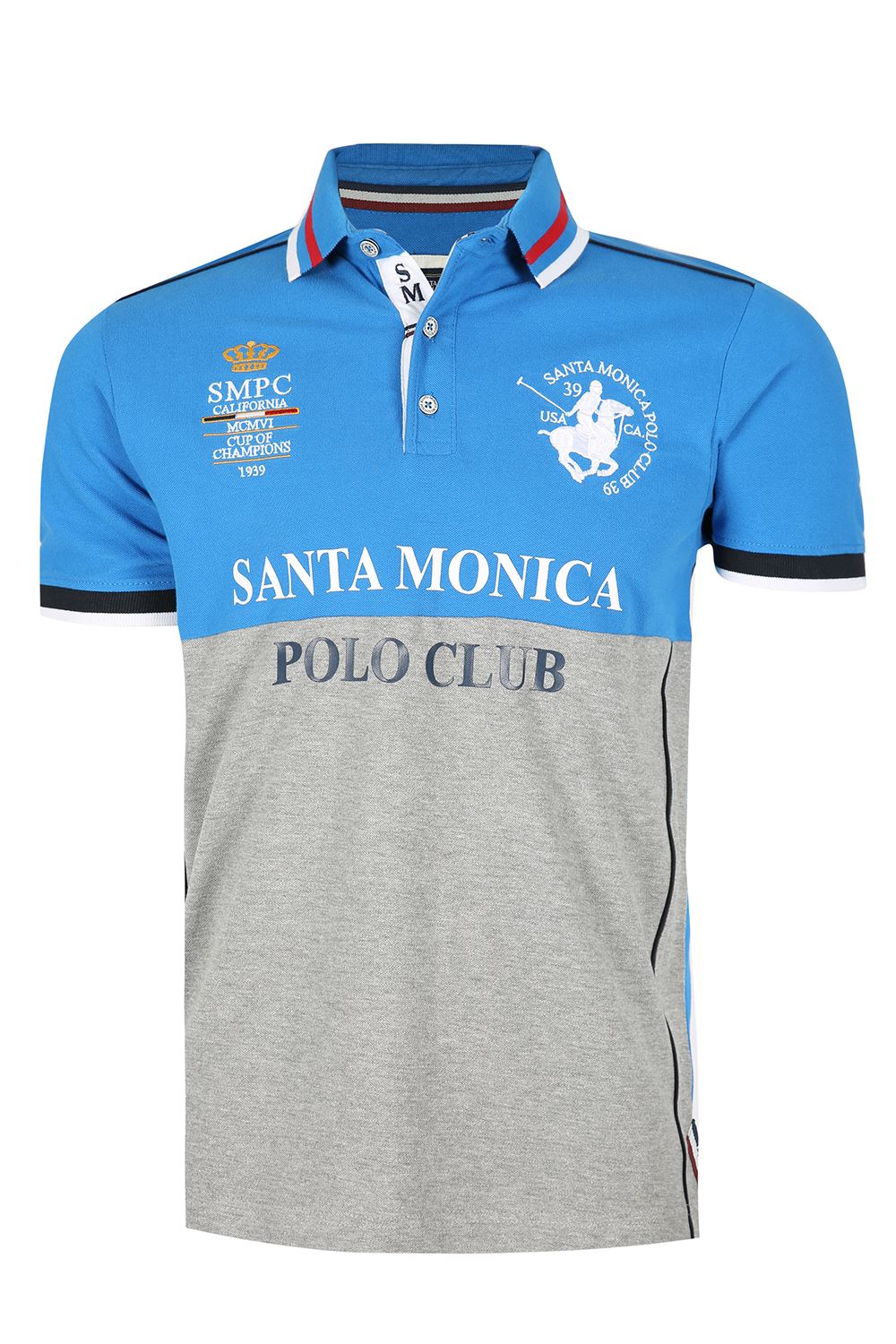 Santa Monica Polo Club Mens Short Sleeve Collared Casual Bingham Pique