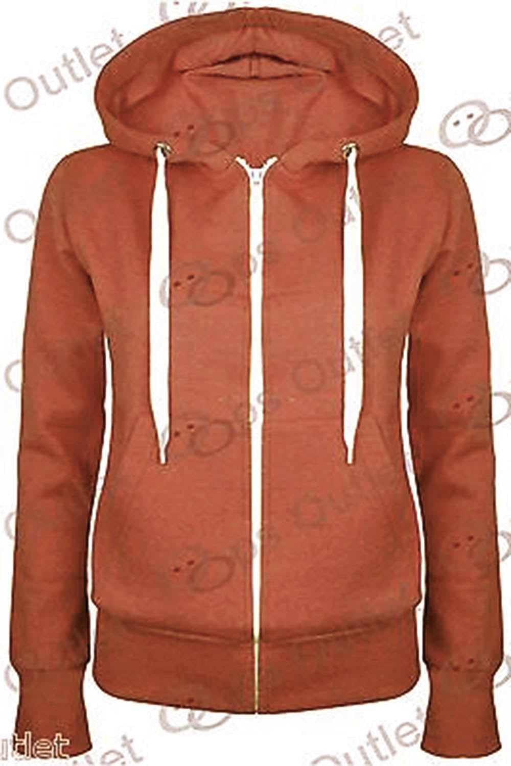 Ladies Plain Hoody Girls Zip Top Womens Hoodies Sweatshirt Jacket Plus Size 6-22 - Picture 30 of 39
