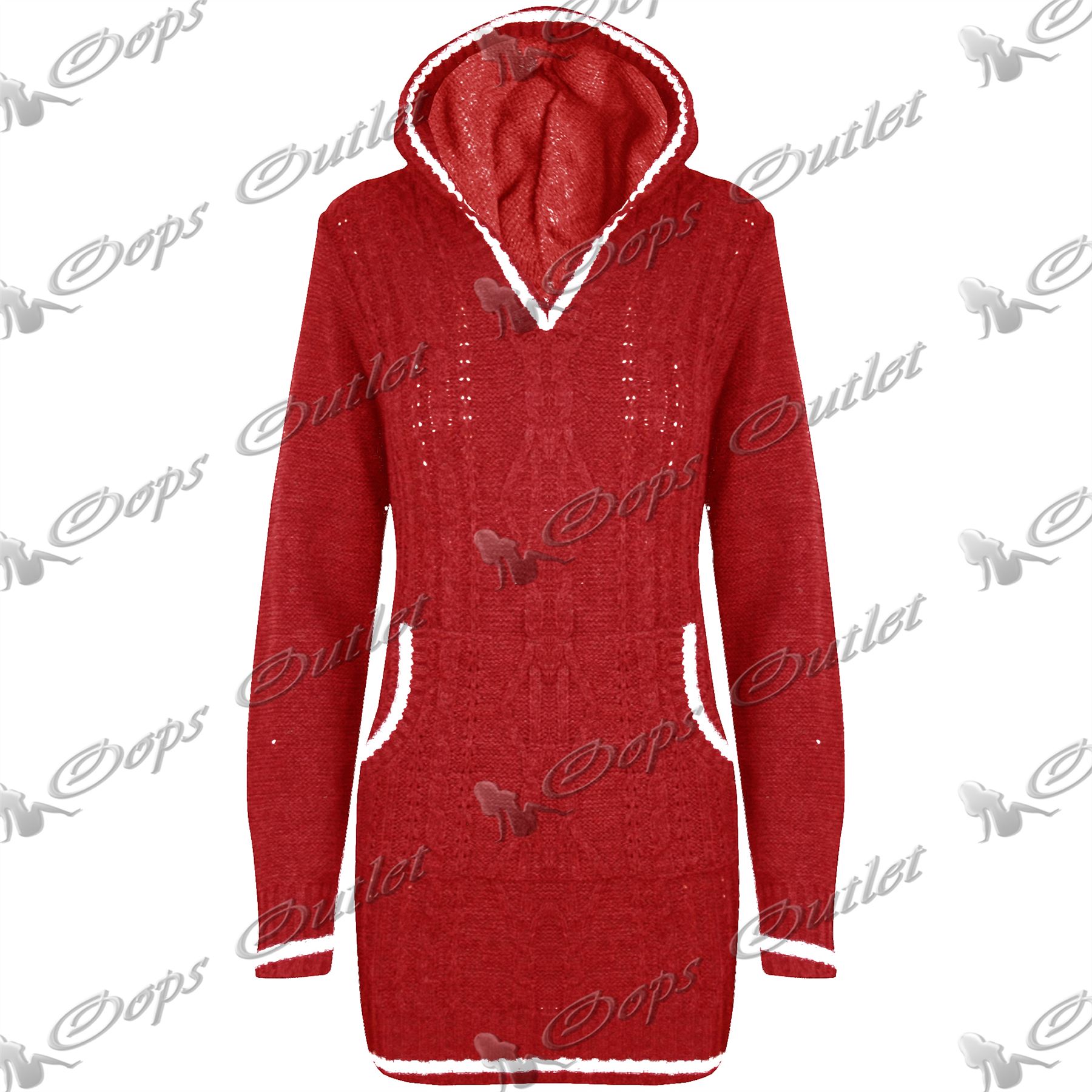 Womens Ladies Striped Mini Dress Hoodie Hoody Chunky Cable ...