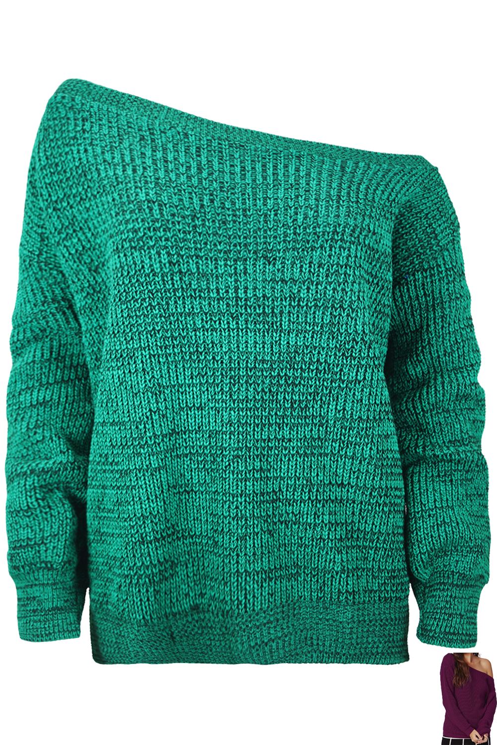 Womens Ladies Off The Shoulder Chunky Knitted Oversized Baggy Sweater Jumper Top eBay