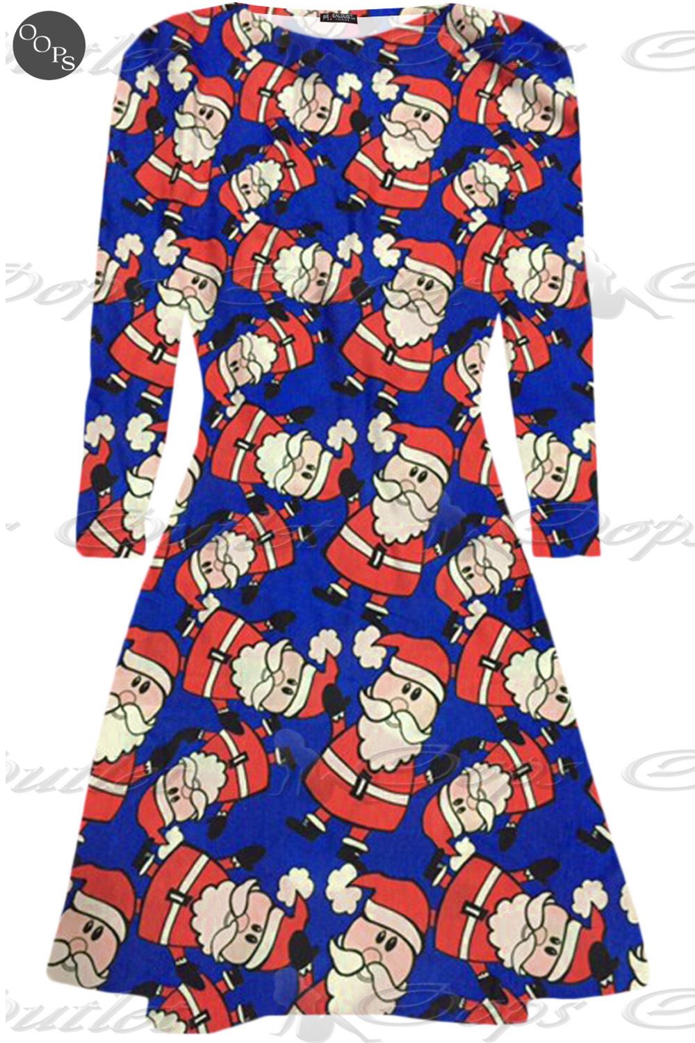 Ladies Christmas Flared Swing Dress Womens Funny Xmas Snowman Santa Top Dress - Picture 7 of 10