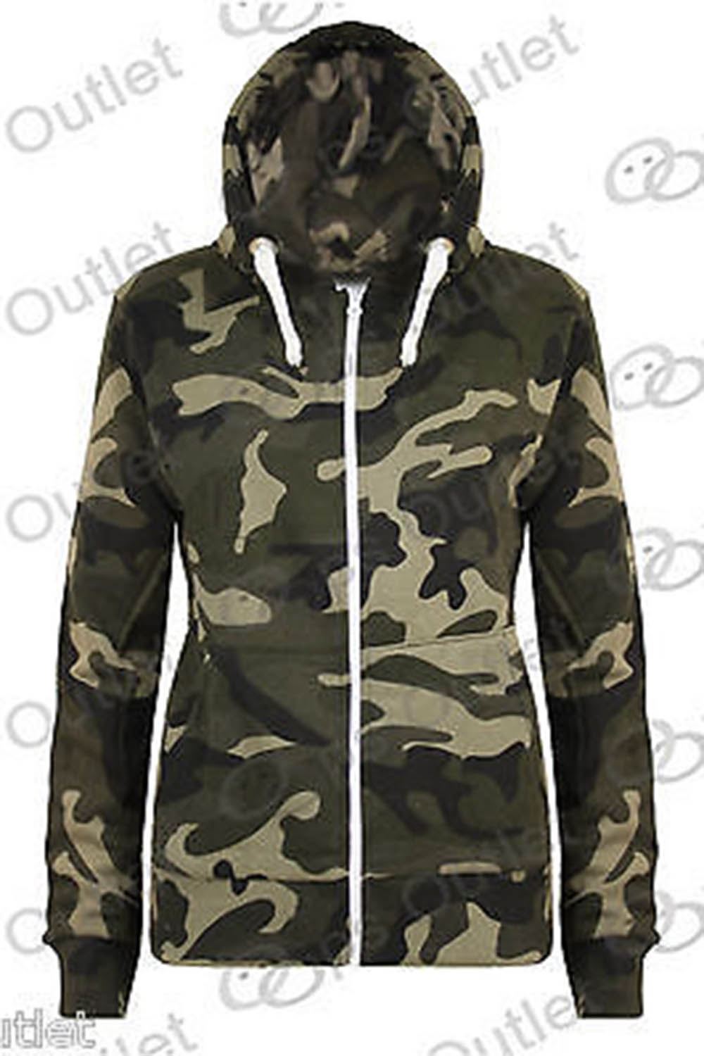 Ladies Plain Hoody Girls Zip Top Womens Hoodies Sweatshirt Jacket Plus Size 6-22 - Picture 32 of 39