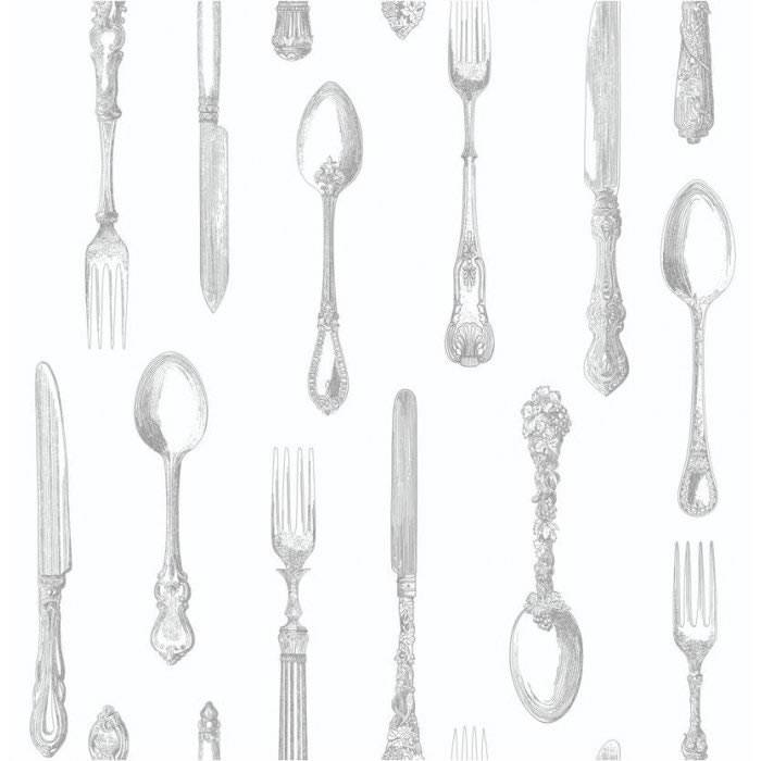 White / Silver Grey - FD31197 - Cutlery Knife Fork Spoon - Fine Decor