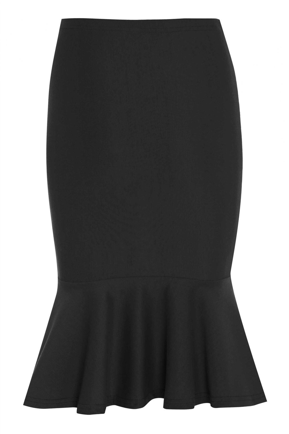 Ladies Casual Black Skirt with Peplum Hem eBay